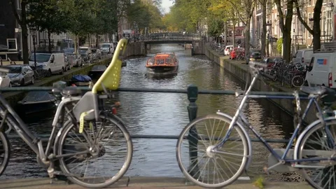 Amsterdam canal in fall colors. Stock Footage 82146755