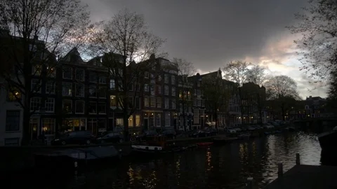 Amsterdam canal in fall colors. Stock Footage 82177722