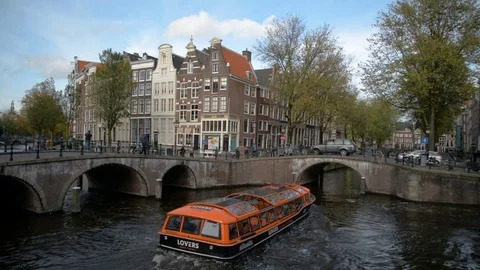 Amsterdam canal in fall colors. Stock Footage 82177860