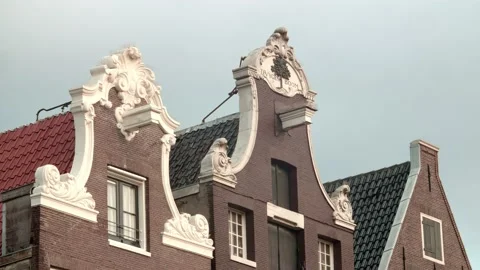 Amsterdam canal houses Stock Footage