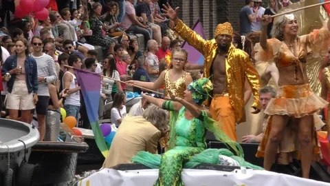 Amsterdam Canal Pride 2019 compilation Stock Footage 122169087