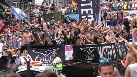 Amsterdam Canal Pride 2019 compilation Stock Footage 122169098