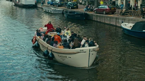 Amsterdam Canal Tour - Guided Excursion Stock Footage 250978274