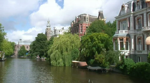 Amsterdam canal view Stock Footage 570352