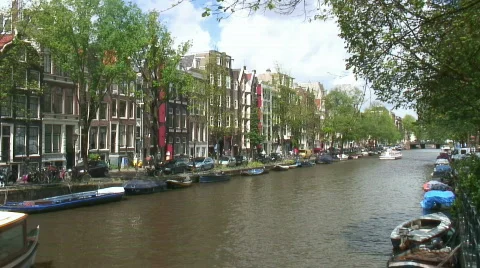 Amsterdam canal view Stock Footage 570378