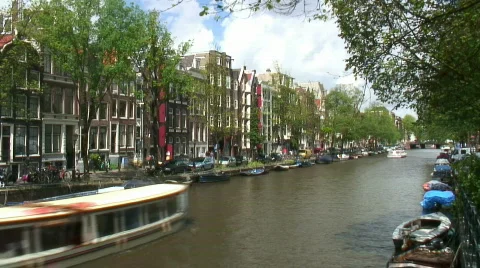 Amsterdam canal view (timelapse) Stock Footage 489094