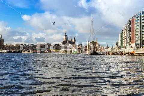 Amsterdam canals, bridges and houses Stock Photos