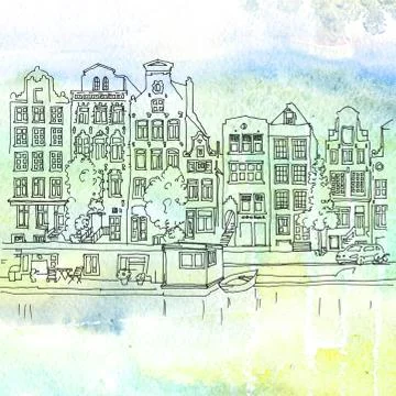 Amsterdam canals Stock Illustration