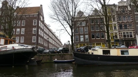 Amsterdam canals moving shot Stock Footage 72257659