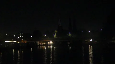 Amsterdam canals by night Stock Footage 41686334