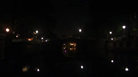 Amsterdam canals by night Stock Footage 41686339