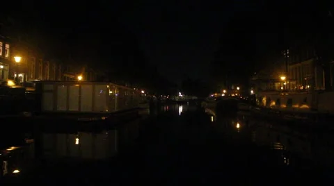 Amsterdam canals by night Stock Footage 41686387