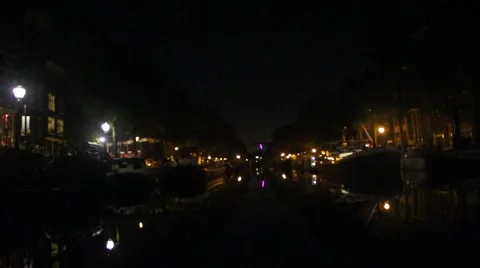 Amsterdam canals by night Stock Footage 41686403
