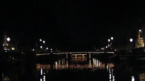 Amsterdam canals by night Stock Footage 41686410