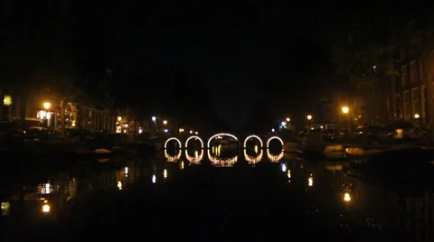 Amsterdam canals by night Stock Footage 41686441