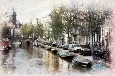 Amsterdam canals Stockfoto's