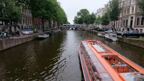 Amsterdam canals with sailing ship Stock Footage 97649836