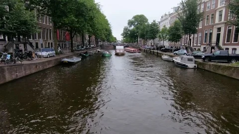 Amsterdam canals with sailing ship Stock Footage 97650676