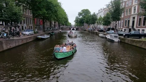 Amsterdam canals with sailing ship Stock Footage 97651752