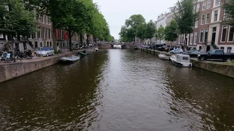 Amsterdam canals with sailing ship Stock Footage 97651837