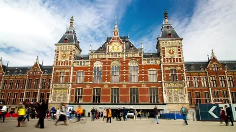 Amsterdam Central Station Time-lapse Stock Footage 40207805
