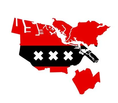 Amsterdam city map flag vector silhouette illustration Ilustração Stock