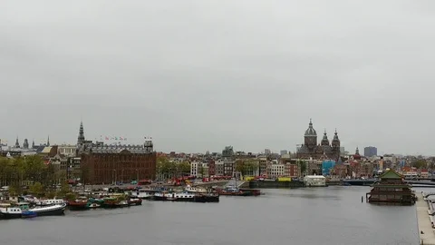 Amsterdam city view Stock Footage 95412596
