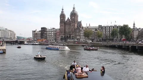 Amsterdam cityscape during the day Stock Footage 46154600