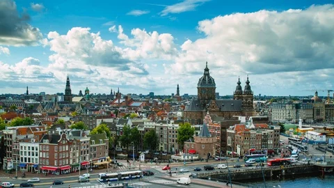 Amsterdam Cityscape Time Lapse Vídeo Stock 127297083
