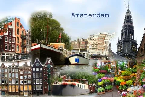 Amsterdam Collage postcard Stock Photos