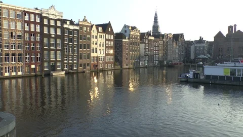 Amsterdam. Damrak at sunset. Stock Footage 104725398