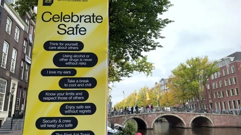 Amsterdam Dance Event ADE flags and banners Stock Footage 254942415