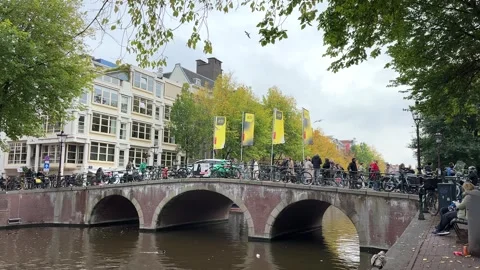 Amsterdam Dance Event ADE flags 스톡 동영상 254957566