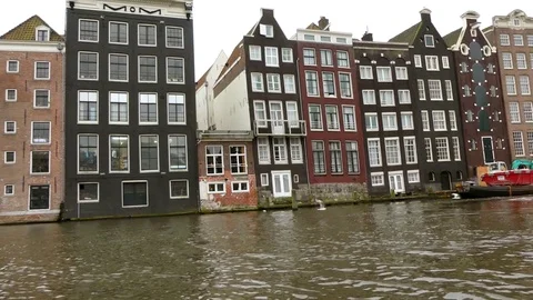 Amsterdam downdtown river view Stock Footage 71410399