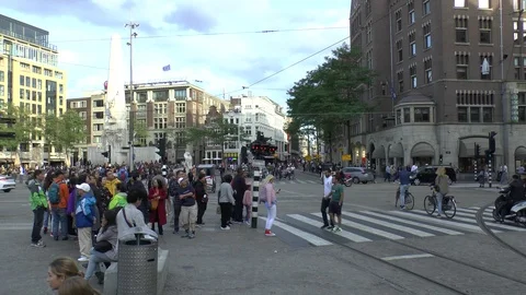 Amsterdam. Evening on Dam Square. Video stock 101563409