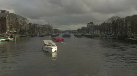 Amsterdam HD boats Stock Footage 48844799