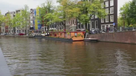Amsterdam HouseBoat Stock Footage 62047985