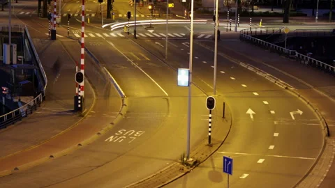 Amsterdam Intersection At Night Video stock 308712301