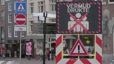 Amsterdam Keep distance sign Stock Footage 139202298