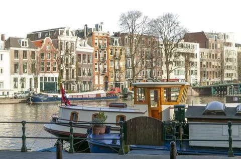 Amsterdam live aboard Stock Photos