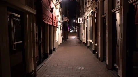 Amsterdam Lock down during the Corona virusredlight district Stock Footage 126996956