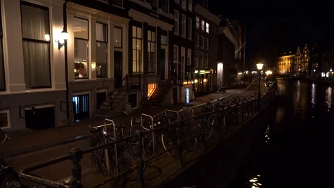 Amsterdam Lock down during the Corona virus redlight district Stock Footage 126996982