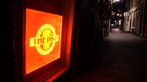 Amsterdam Lock down during the Corona virus redlight district Stock Footage 126997044