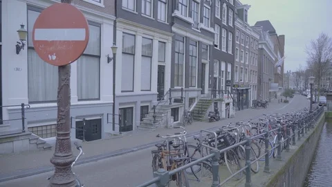 Amsterdam Lock down during the Corona virus redlight district Stock Footage 126997810