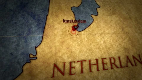 Amsterdam on map Stock Footage 114132810