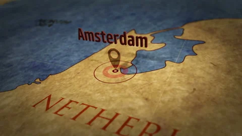 Amsterdam on map Stock Footage 114132971