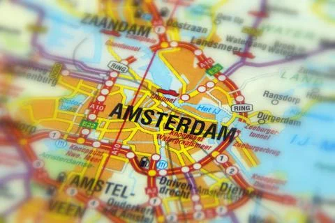 Amsterdam on a map Stock Photos
