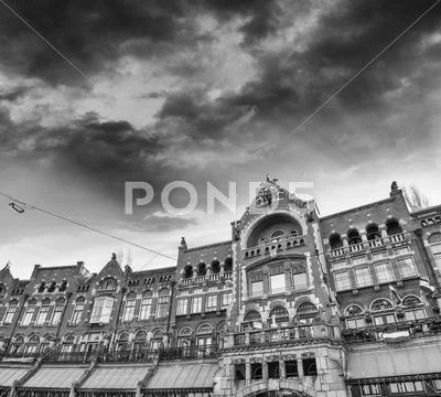Amsterdam, the netherlands. beautiful classic city architecture with country Stock Photos