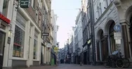 Amsterdam The Netherlands Deserted Main Shopping Street Kalverstraat Stock Footage