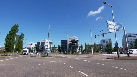 Amsterdam, Netherlands - Intersection at sunny day Stock Footage 75277025
